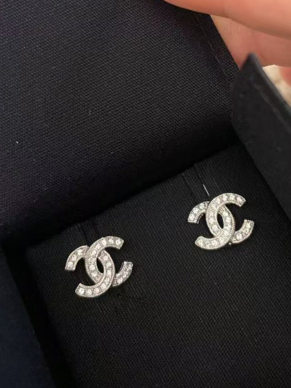 Chanel Silver CC Earrings